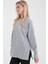 Kadın Bisiklet Yaka Gri Melanj Yanı Yırtmaçlı Regular Fit 3 Iplik Sweatshirt 2
