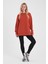 Kadın Bisiklet Yaka Kırmızı Yanı Yırtmaçlı Regular Fit 3 Iplik Sweatshirt 1