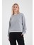 Kadın Rhona Gri Melanj Bisiklet Yaka Regular Fit 3 Iplik Sweatshirt 1