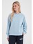 Kadın Rhona Gök Mavisi Bisiklet Yaka Regular Fit 3 Iplik Sweatshirt 1