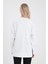 Kadın Bisiklet Yaka Beyaz Yanı Yırtmaçlı Regular Fit 3 Iplik Sweatshirt 4