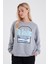 Kadın Holiday Gri Melanj Baskılı Sweatshirt 1