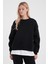 Kadın Rhona Siyah Bisiklet Yaka Regular Fit 3 Iplik Sweatshirt 1
