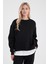 Kadın Rhona Siyah Bisiklet Yaka Regular Fit 3 Iplik Sweatshirt 2