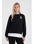 Kadın Göğsü Baskılı Siyah Basic Sweatshirt 1