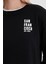 Kadın Göğsü Baskılı Siyah Basic Sweatshirt 3