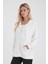 Kadın Grace Fildişi Kapüşonlu Fermuarlı Regular Fit Basic Sweatshirt 3