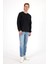 Erkek Rich Siyah Melanj Bisiklet Yaka Regular Fit 3 Iplik Sweatshirt 2
