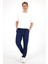 Erkek Alfred Navy Beli Lastikli Slim Straight Gofre Pantolon 1