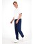 Erkek Alfred Navy Beli Lastikli Slim Straight Gofre Pantolon 2