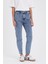 Kadın Norah Med Blue Beli Lastikli Yıpratmalı Jean Pantolon 1