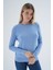 Kadın Mavi %100 Organik Pamuk Bisiklet Yaka Triko Kazak TRIST-6101 1