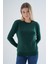 Kadın Zümrüt %100 Organik Pamuk Bisiklet Yaka Triko Kazak TRIST-6101 2