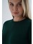 Kadın Zümrüt %100 Organik Pamuk Bisiklet Yaka Triko Kazak TRIST-6101 4