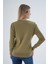 Kadın Olive %100 Organik Pamuk V Yaka Triko Kazak Bluz TRIST-6102 5
