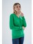 Kadın Yeşil %100 Organik Pamuk V Yaka Triko Kazak Bluz TRIST-6102 3