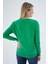 Kadın Yeşil %100 Organik Pamuk V Yaka Triko Kazak Bluz TRIST-6102 6