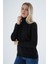 Kadın Siyah %100 Organik Pamuk Balıkçı Yaka Triko Kazak TRIST-6103 1