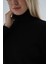 Kadın Siyah %100 Organik Pamuk Balıkçı Yaka Triko Kazak TRIST-6103 2