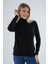 Kadın Siyah %100 Organik Pamuk Balıkçı Yaka Triko Kazak TRIST-6103 6