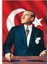 Atatürk Resmi Poster Bayrağı Raşel Kumaş (100X150 Cm) 1