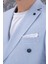 Erkek Slim Fit Mono Yaka Kruvaze Gök Mavi Takım Elbise 2