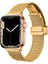 Apple Watch 10 / 11 42 mm Uyumlu Hasır Metal Kordon Magnetik D Tokalı Tel Örgü Kayış Mıknatıslı Toka 2