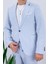 Erkek Slim Fit Mono Yaka Yarım Astar Gök Mavi Takım Elbise 1