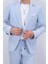 Erkek Slim Fit Mono Yaka Yarım Astar Gök Mavi Takım Elbise 2
