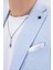 Erkek Slim Fit Mono Yaka Yarım Astar Gök Mavi Takım Elbise 3