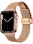 Apple Watch 10 46 mm Uyumlu Hasır Metal Kordon Magnetik D Tokalı Tel Örgü Kayış Mıknatıslı Toka 2