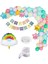 50 Makaron Balon+1 Bulut 3 Yıldız Folyo Balon Parti Gökkuşağı Doğum Günü Renkli Zincir Seti 1