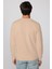 Unisex Relax Fit Rahat Kesim Pamuklu Basic Bej Bisiklet Yaka Sweatshirt 5