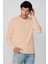 Relax Fit Rahat Kesim Pamuklu Basic Bej Bisiklet Yaka Sweatshirt 2