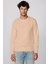 Relax Fit Rahat Kesim Pamuklu Basic Bej Bisiklet Yaka Sweatshirt 3