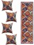 Kahverengi Etnik Vintage Desenli 4'Lü Kırlent Kılıfı 1 Runner Seti 4kmbs229-Rs-01 1