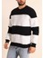Parçalı Bisiklet Yaka Baskılı Sweatshirt - Siyah 1