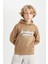 Erkek Çocuk Kapüşonlu Cepli Baskılı Kalın Sweatshirt C9806A824WN 1