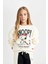 Kız Çocuk Snoopy Oversize Geniş Kalıp Bisiklet Yaka Sweatshirt D2824A824WN 4