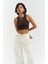 Fleur Fitilli Halter Yaka Kahve Crop 5
