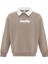 Polo Yaka Oversıze Baskılı Sweatshırt Vizon 1