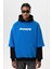 Baskılı Çift Kol Detaylı Oversıze Sweatshırt Turkuaz 2