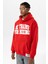 Yazı Baskılı Oversıze Kapüşonlu Sweatshırt Kırmızı 3