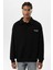 Polo Yaka Baskılı Oversıze Sweatshırt Siyah 2
