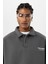 Polo Yaka Baskılı Oversıze Sweatshırt Füme 4