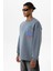Yazı Baskılı Oversıze Sweatshırt Füme 3
