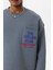 Yazı Baskılı Oversıze Sweatshırt Füme 5