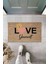 Bej Kapı Önü Paspası Love Yourself Ayıcık Desen K-3327 1