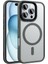 Apple iPhone 16 Pro Kılıf Mat Arka Yüzey Wireless Şarj Özellikli Zore Flet Magsafe Kapak, Titanyum-Gri 1