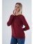 Kadın BORDO %100 Organik Pamuk Bisiklet Yaka Triko Kazak Bluz TRIST-6101 1
